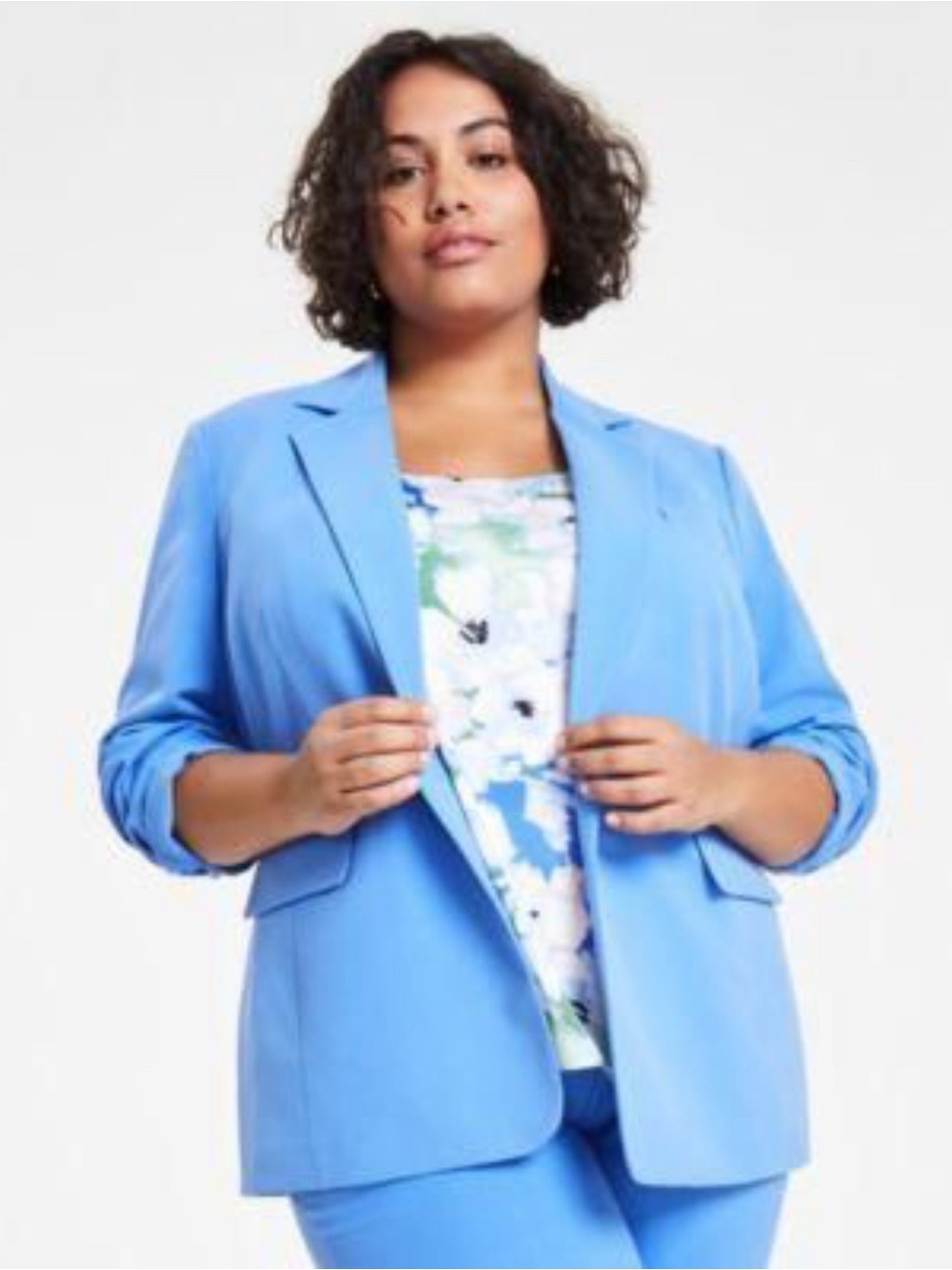 NWT Bar III Plus Size One-Button Blazer in Delft Blue, Size 3X